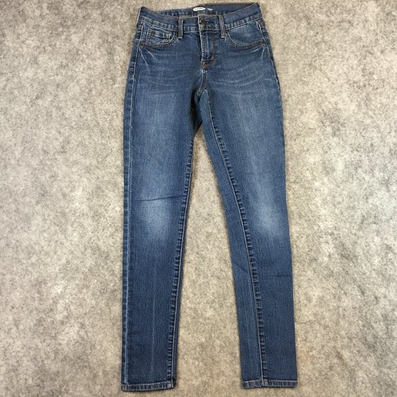 Old Navy Jeans 00 24 Original Skinny Mid Rise Medium Wash Distressed Stretch - Picture 1 of 13